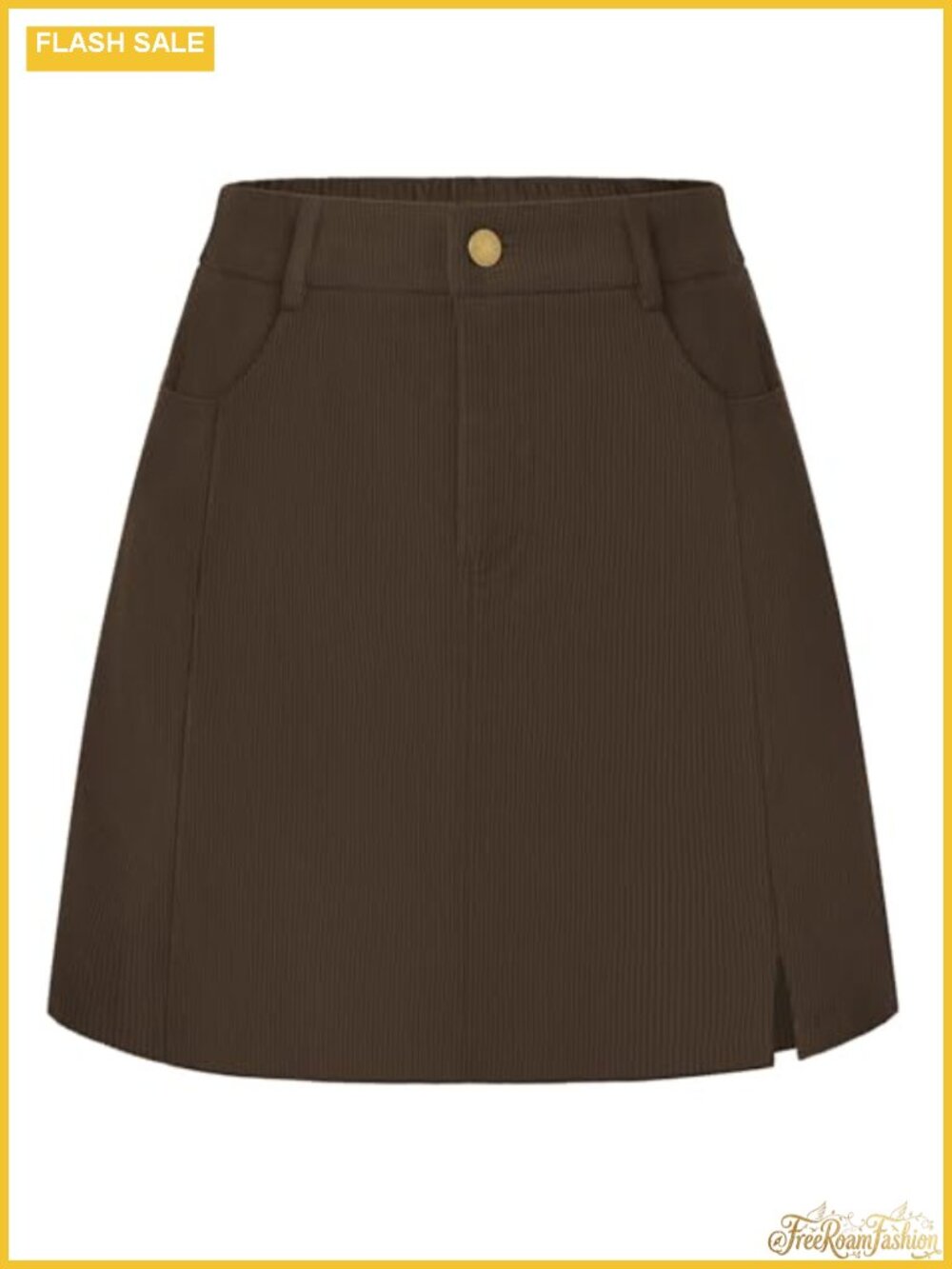 Corduroy Mini Skirt A-Line High Elastic Waist Fall Winter Casual